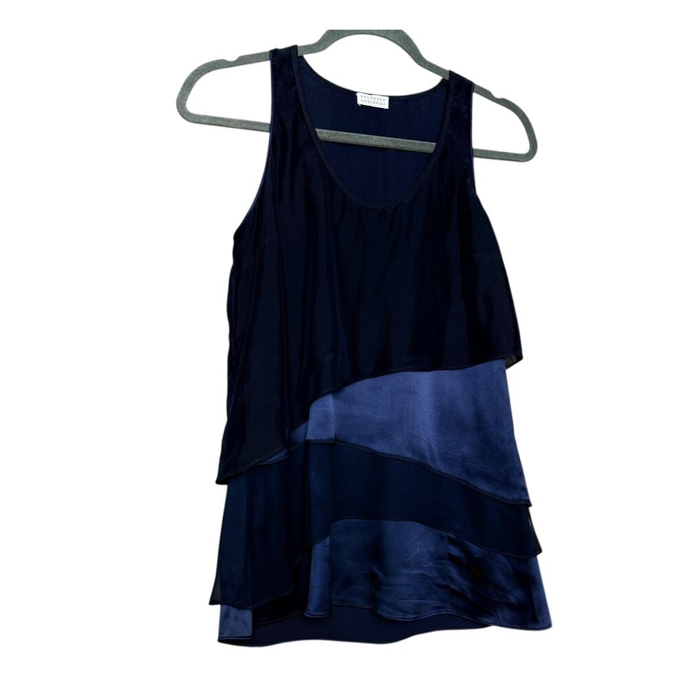 Brunello Cucinelli Tiered Tunic Top Blouse Size M Sleeveless Made in Italy - Picture 5 of 14